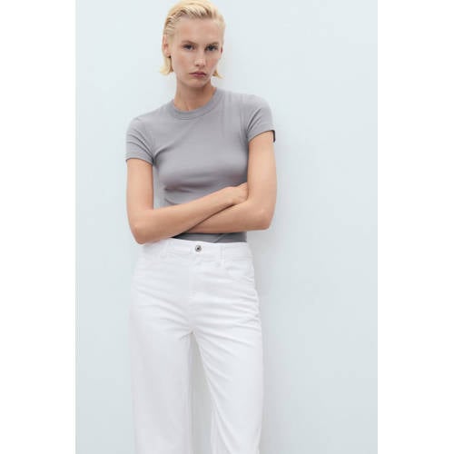 Mango high waist wide leg jeans wit afbeelding