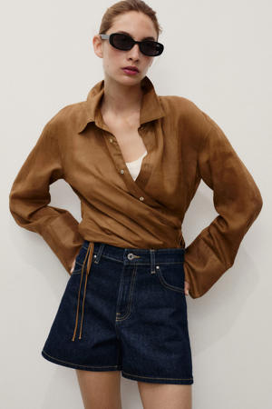 denim regular waist short dark blue denim
