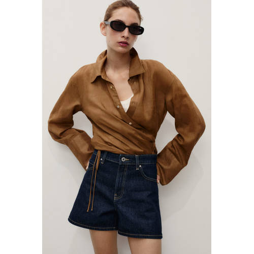Mango denim regular waist short dark blue denim afbeelding