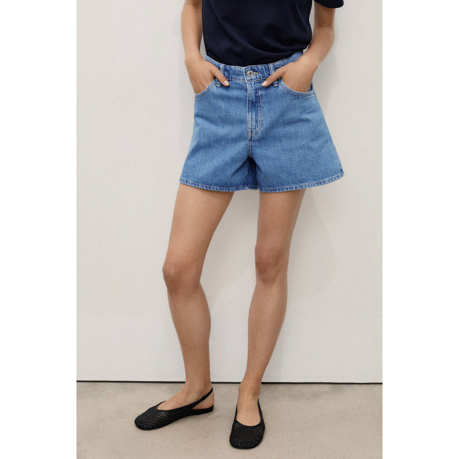 Mango denim regular waist short medium blue denim