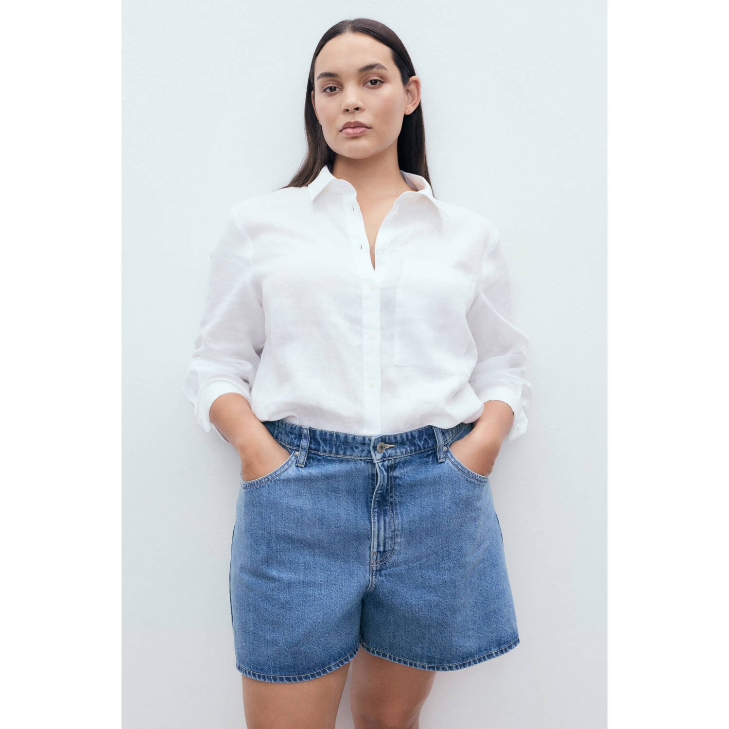 Mango denim regular waist short medium blue denim