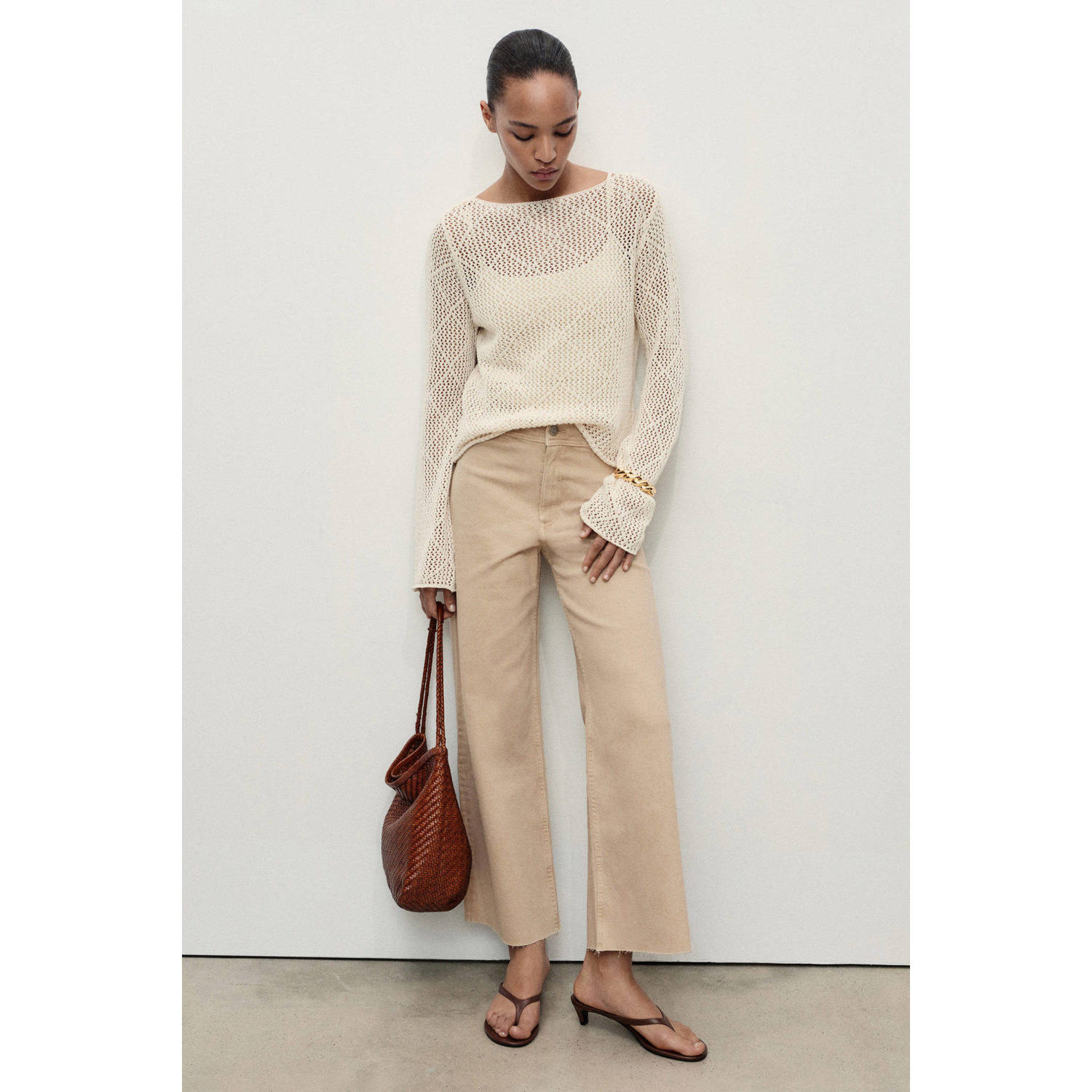 Mango cropped jeans beige