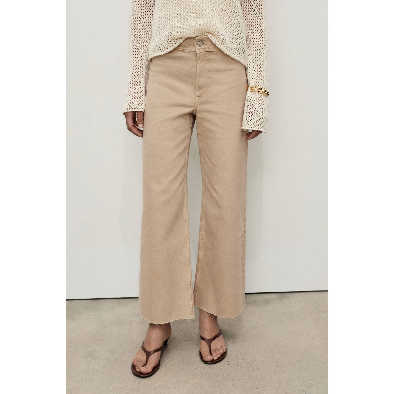 Mango cropped jeans beige