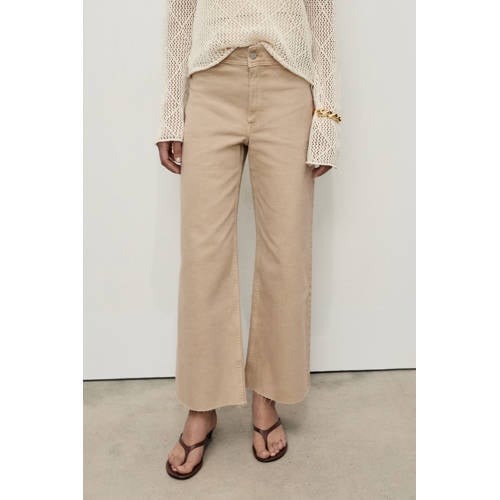 Mango cropped jeans beige afbeelding