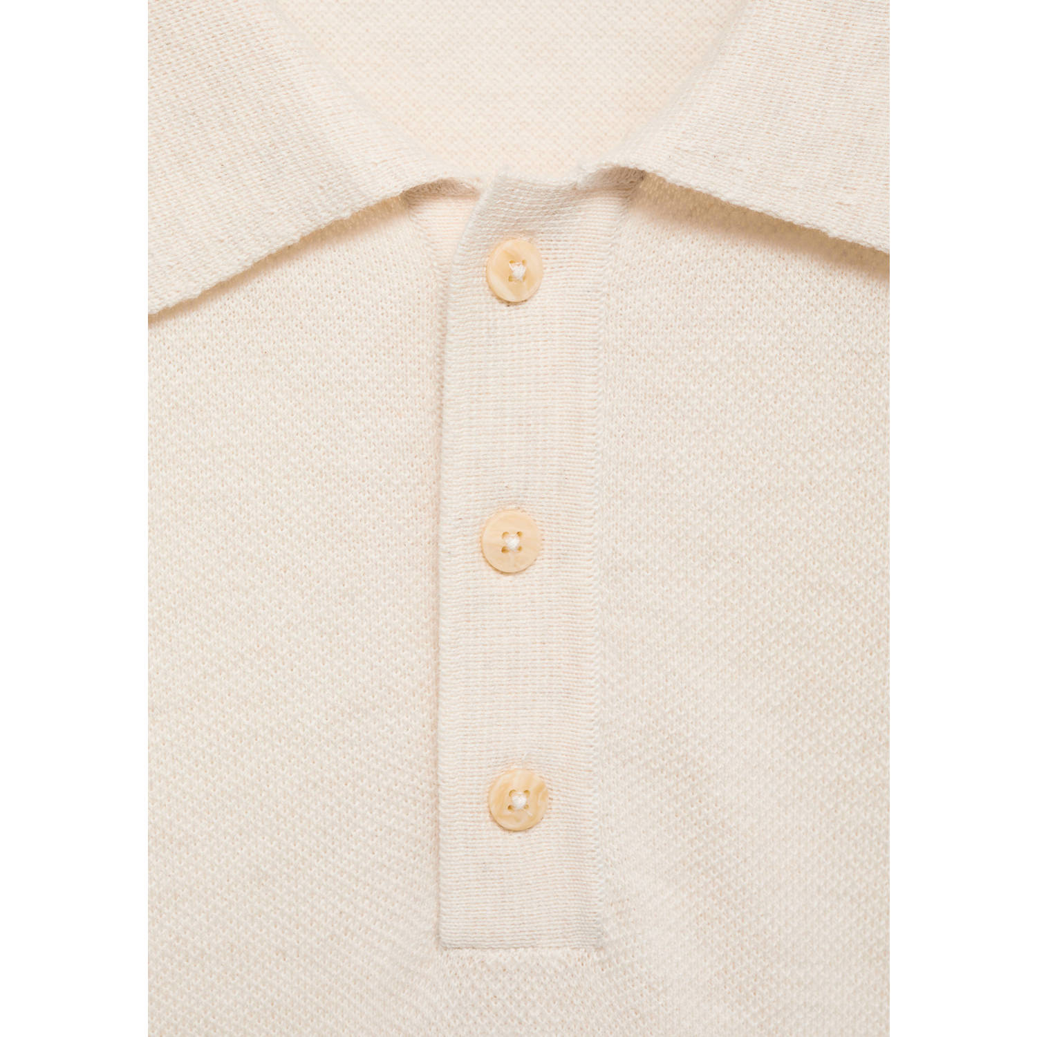 Mango Man regular polo gebreid ecru