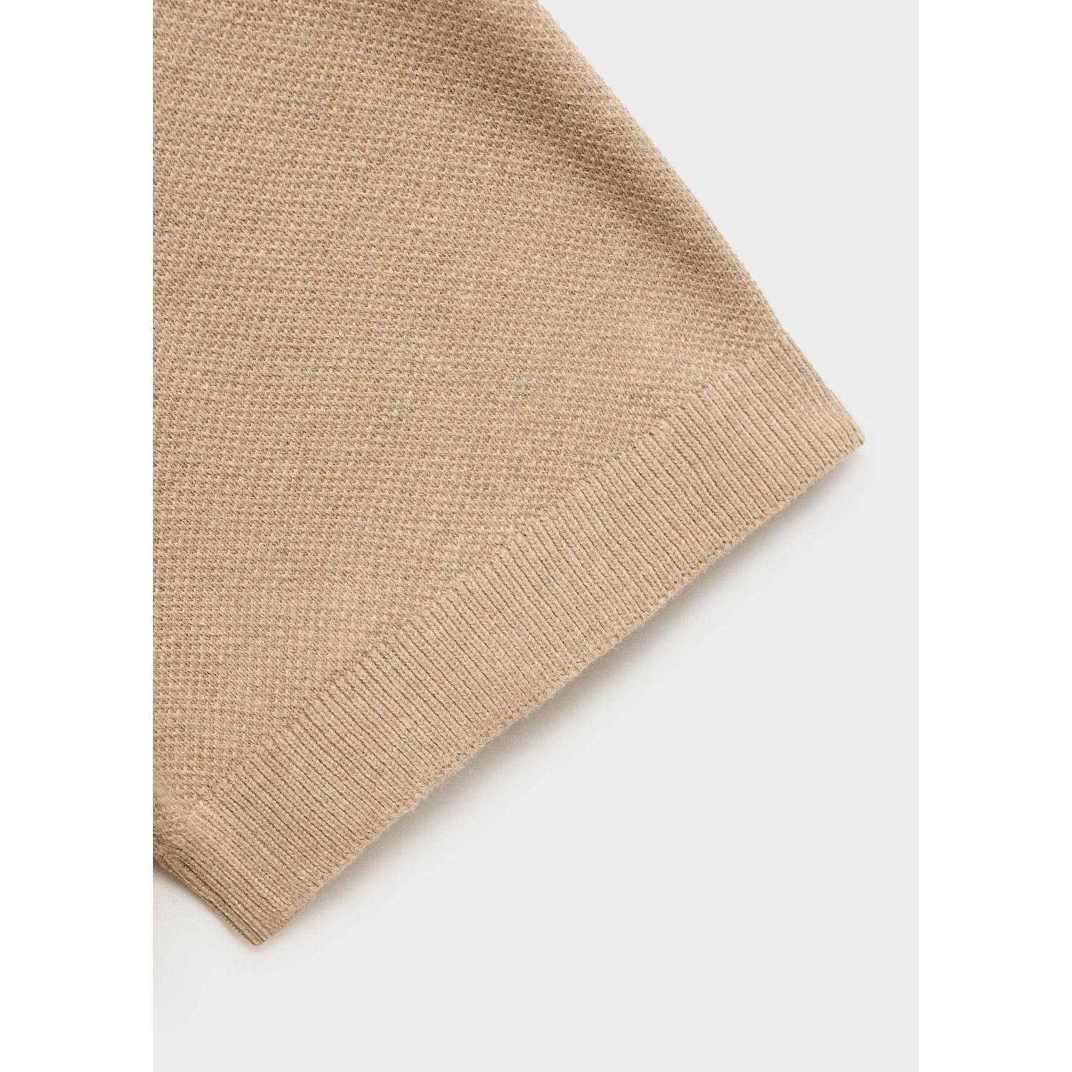 Mango Man regular polo gebreid beige