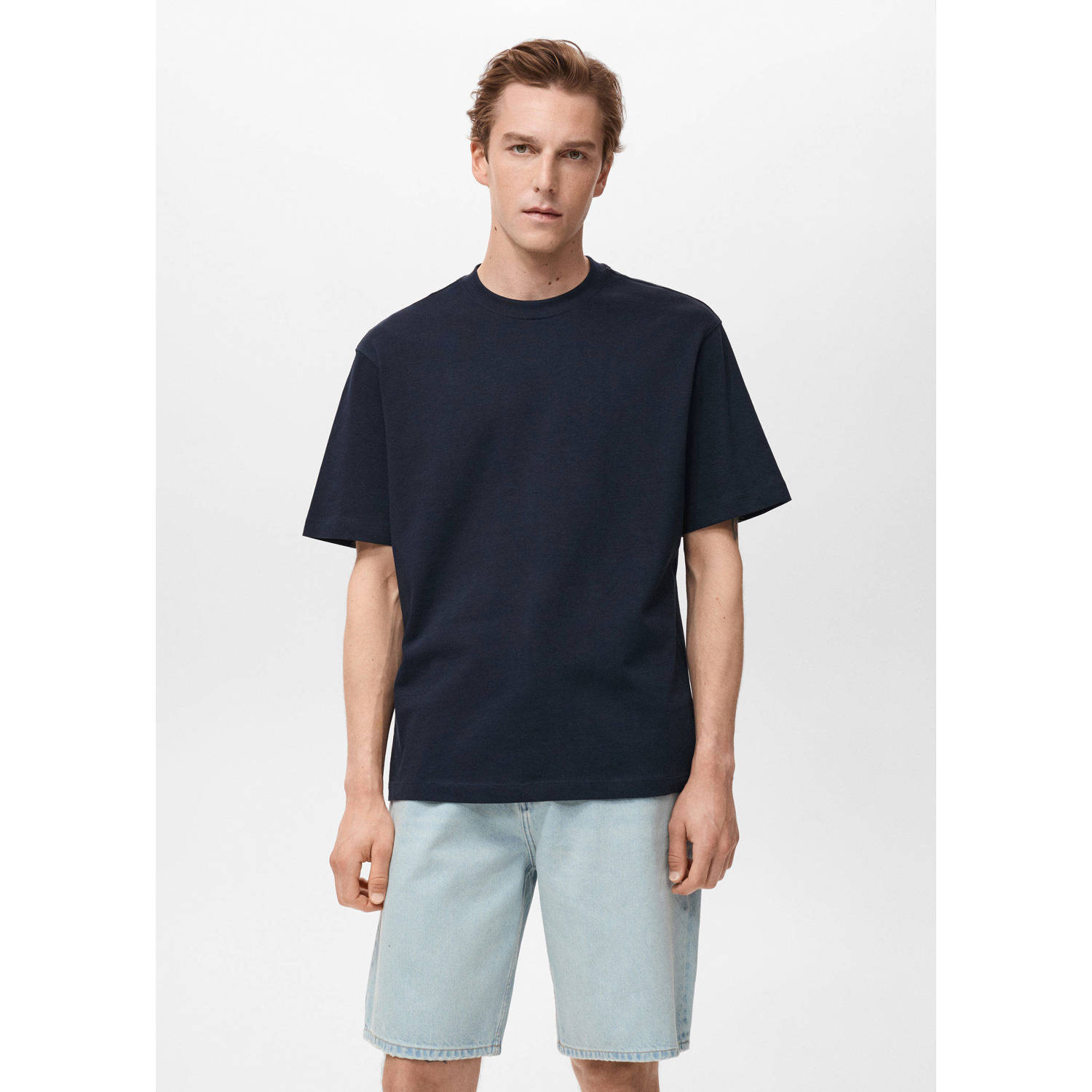 Mango Man relaxed T-shirt donkerblauw