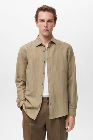 linnen casual overhemd beige