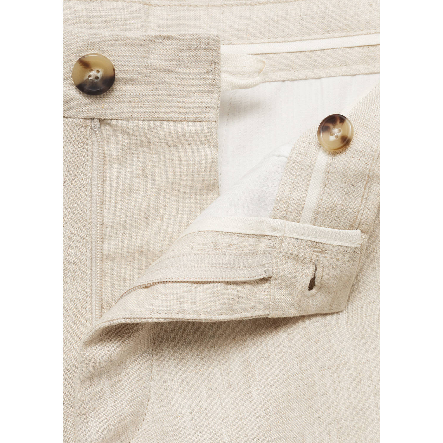 Mango Man linnen regular bermuda short ecru