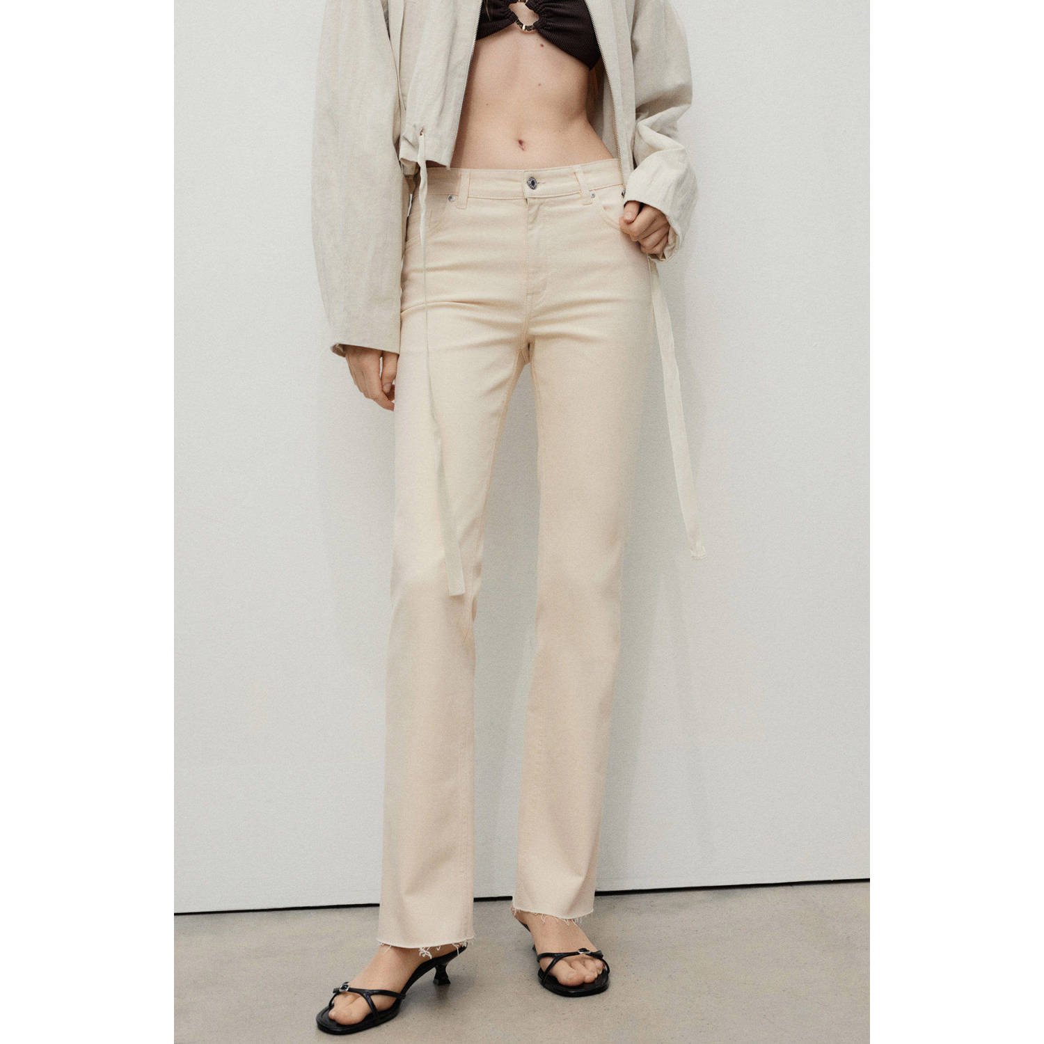Mango straight leg jeans zand