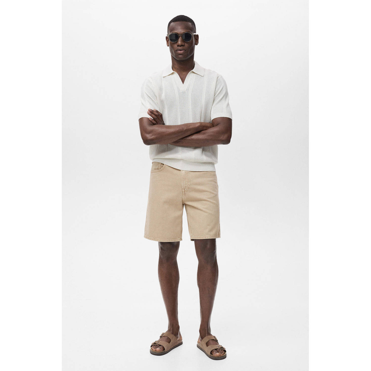 Mango Man denim regular short beige