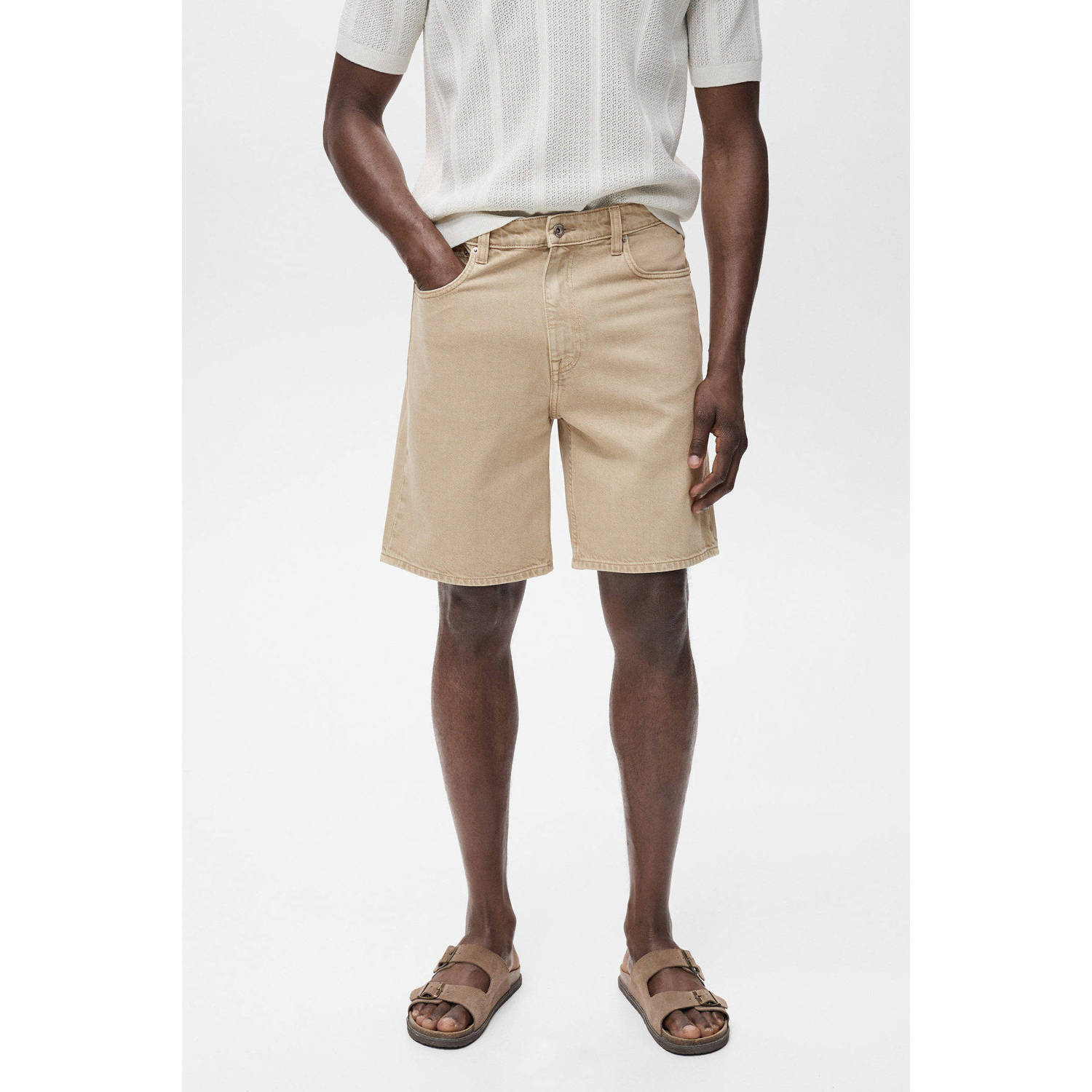 Mango Man denim regular short beige