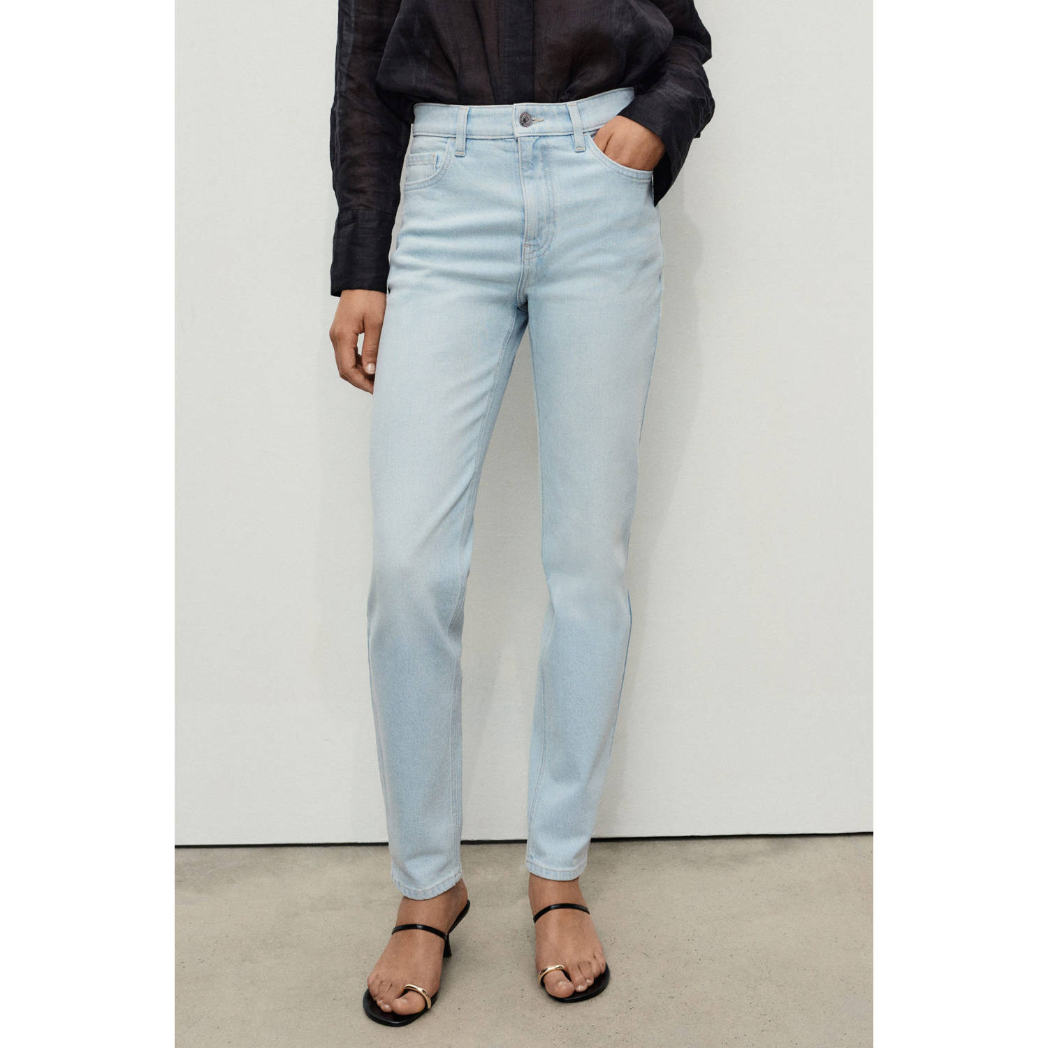 Mango high waist skinny jeans light blue denim
