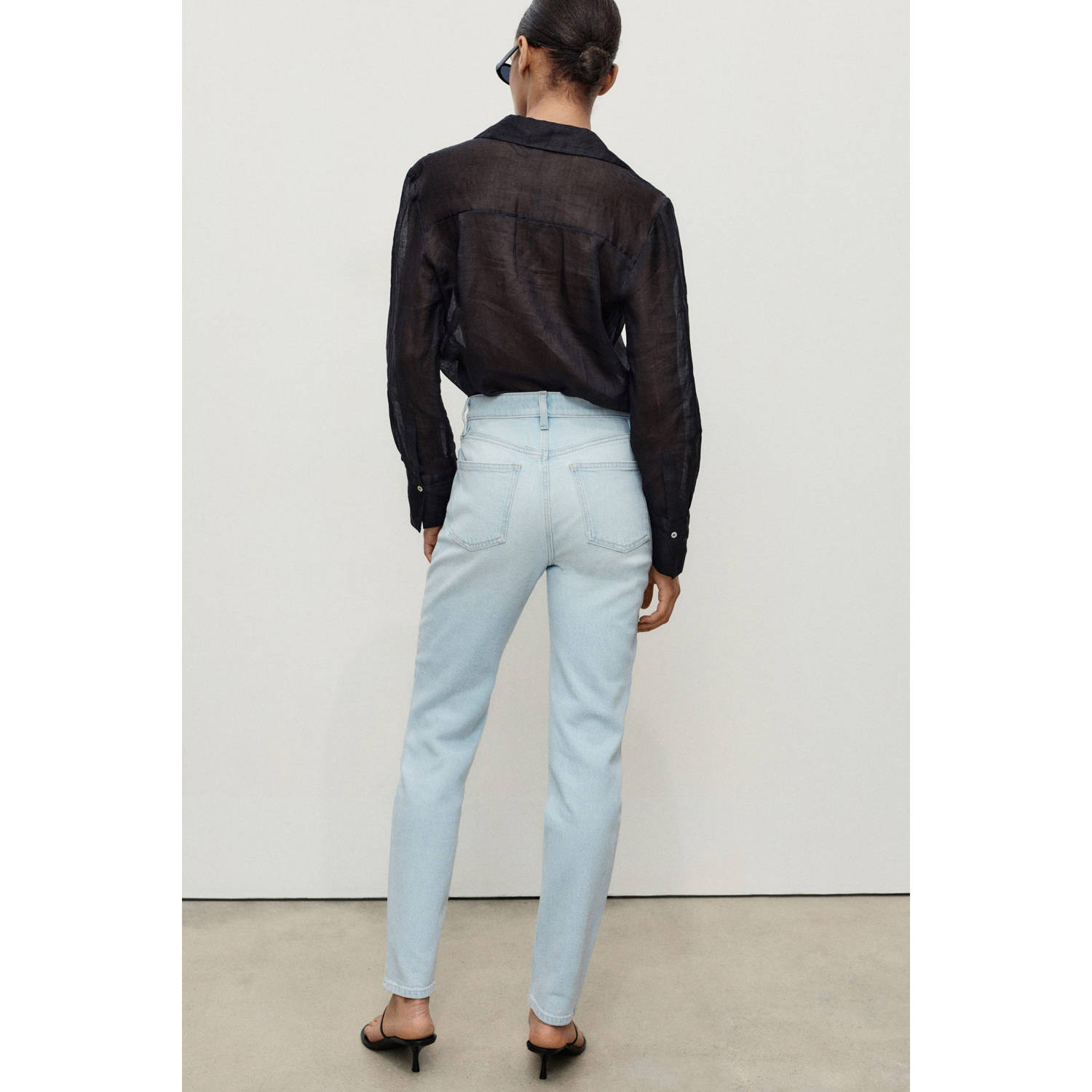 Mango high waist skinny jeans light blue denim