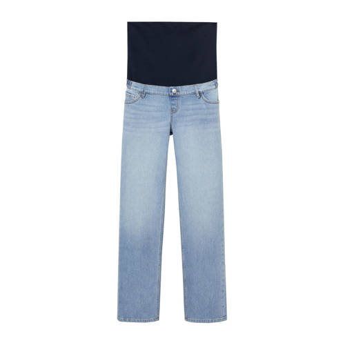 Mango straight leg zwangerschapsjeans light blue denim afbeelding