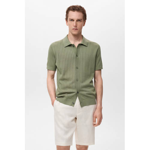 Mango Man linnen regular bermuda short wit afbeelding