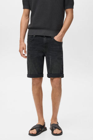 denim slim short antraciet