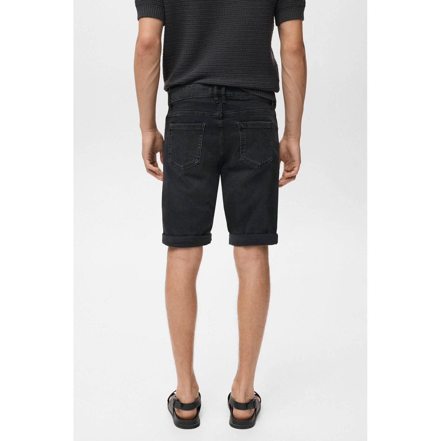 Mango Man denim slim short antraciet