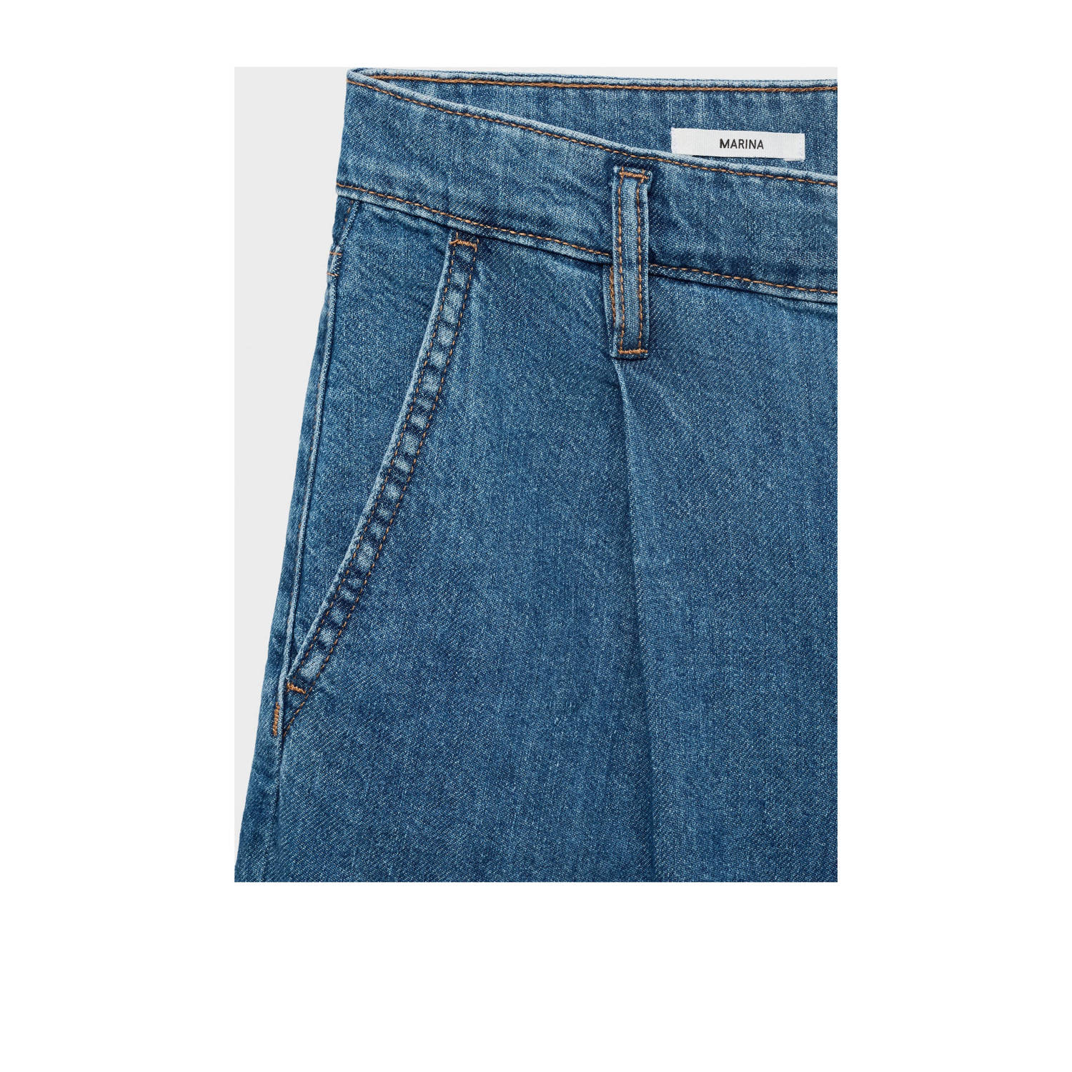 Mango denim straight high waist short medium blue denim