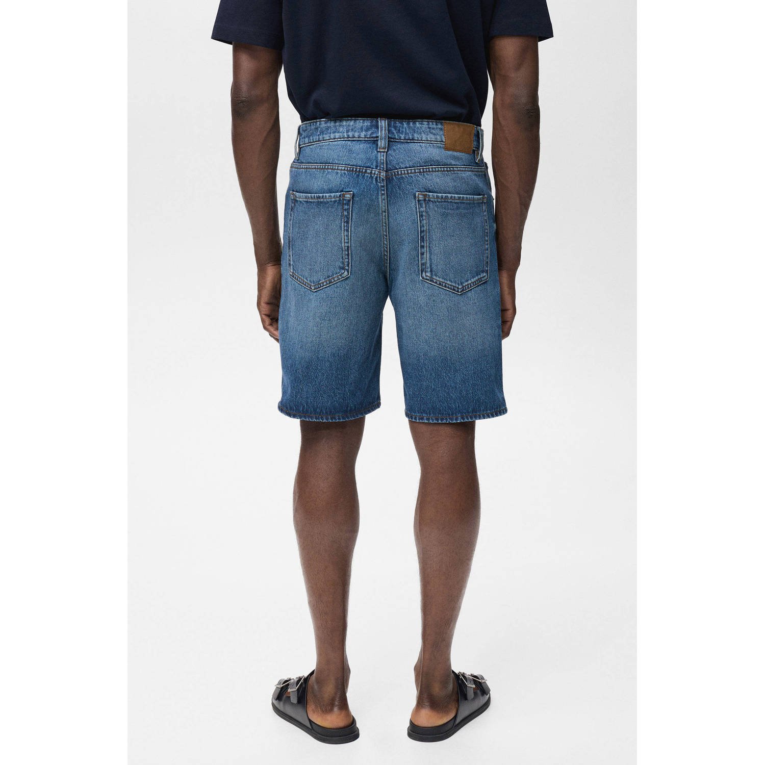 Mango Man denim regular short donkerblauw