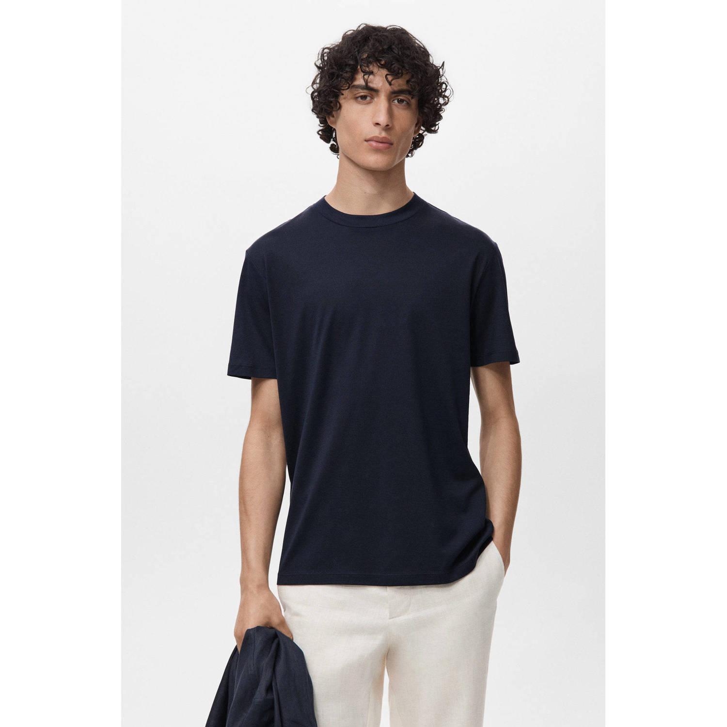 Mango Man T-shirt donkerblauw