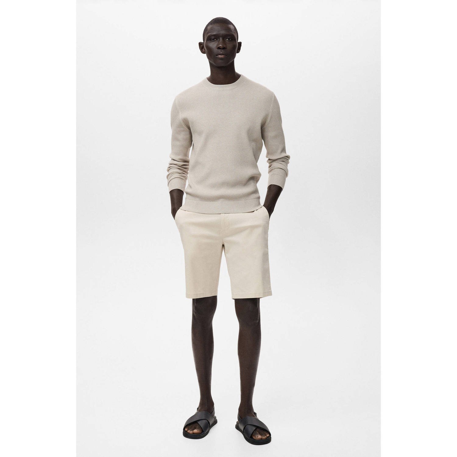 Mango Man regular chino short ecru