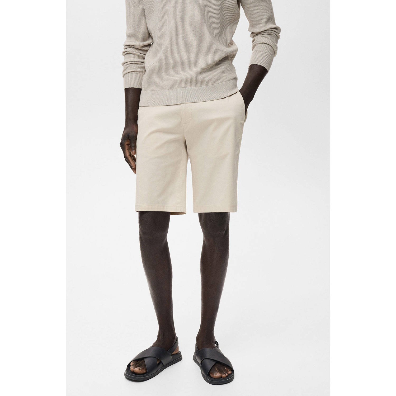 Mango Man regular chino short ecru