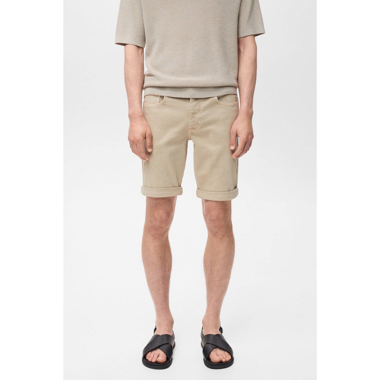 Mango Man denim slim short beige