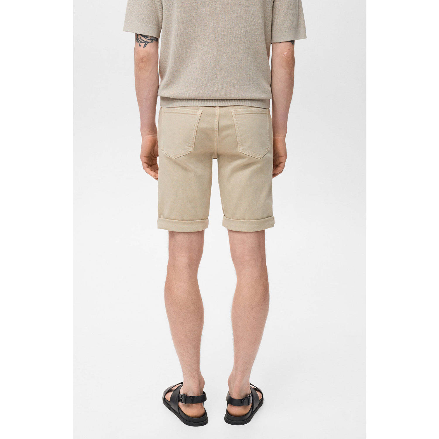 Mango Man denim slim short beige