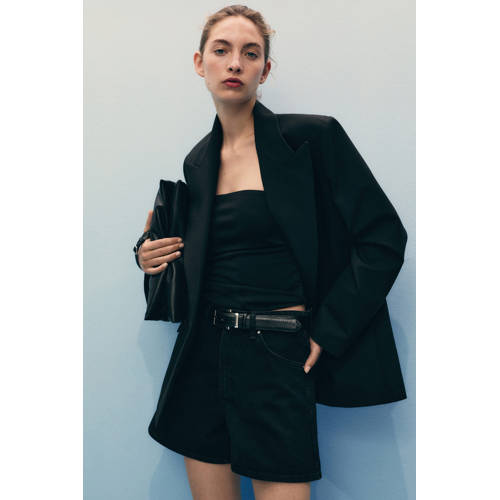 Mango denim regular waist short black denim afbeelding