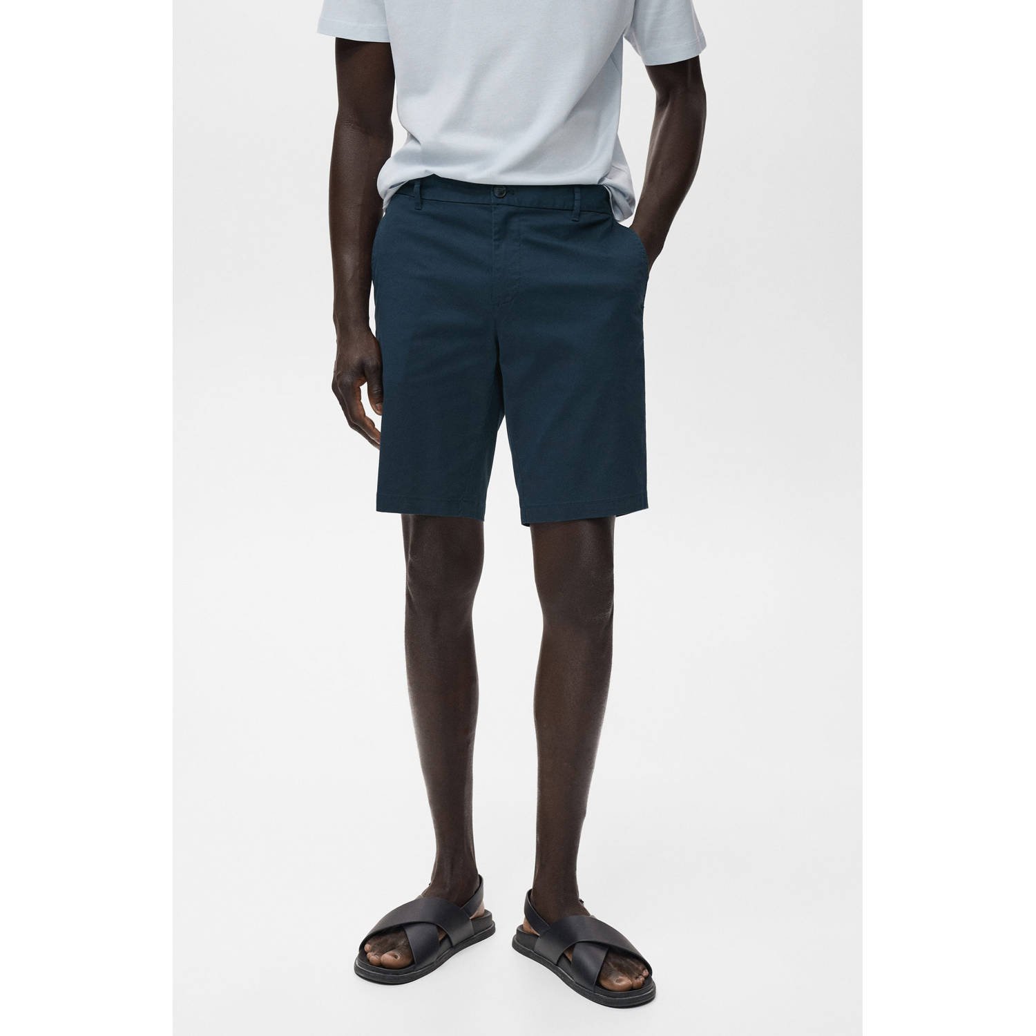 Mango Man regular chino short donkerblauw