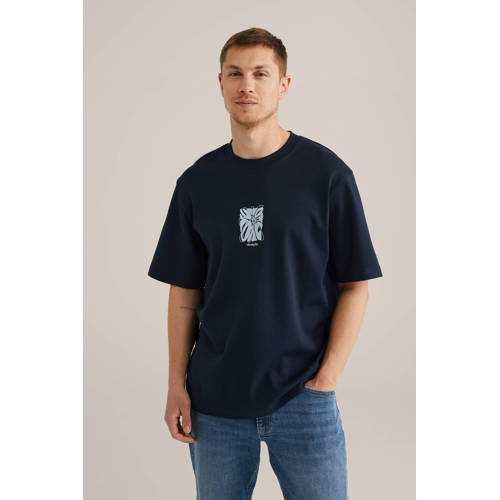 WE Fashion loose T-shirt donkerblauw afbeelding