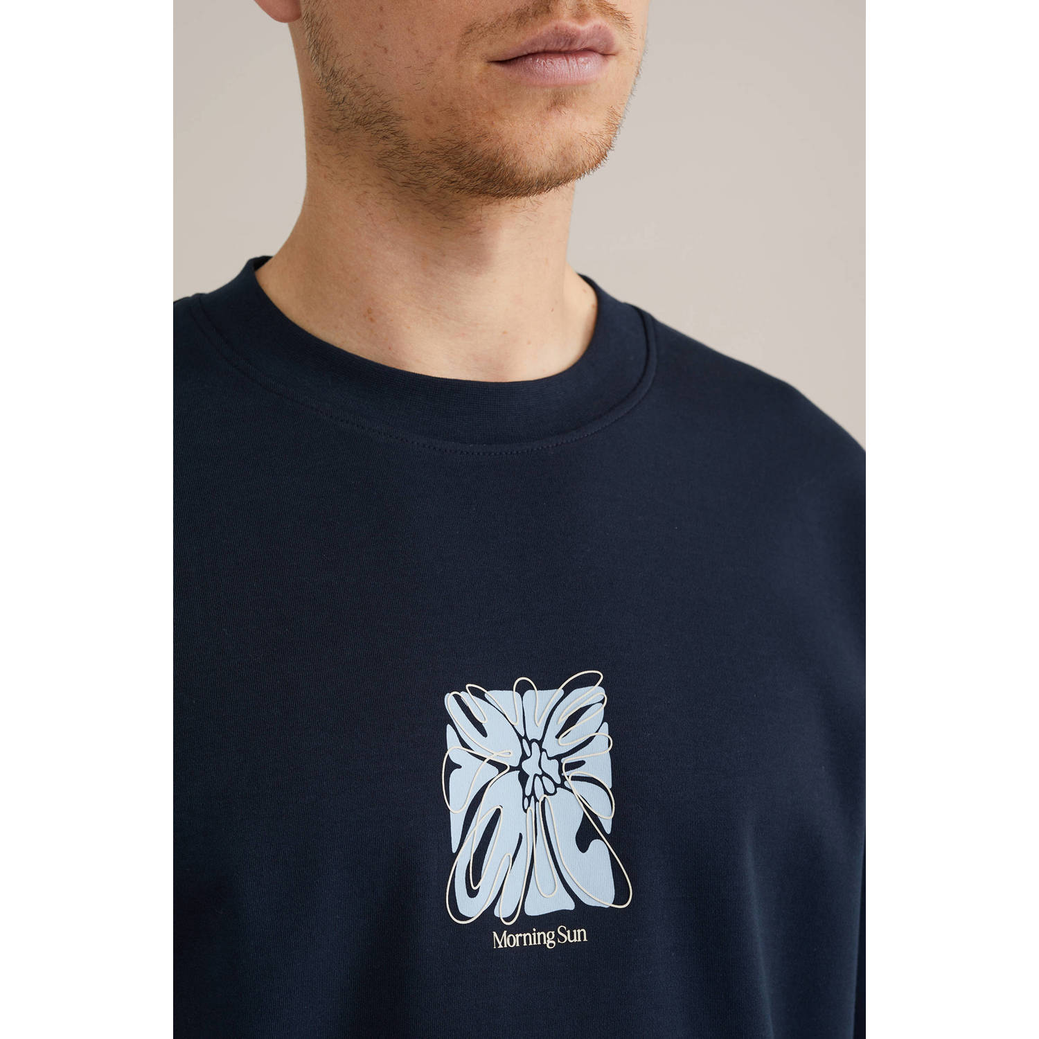 WE Fashion loose T-shirt donkerblauw