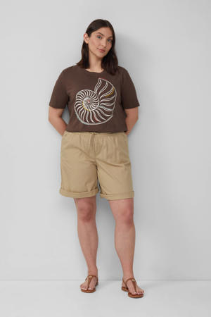straight regular waist casual short beige
