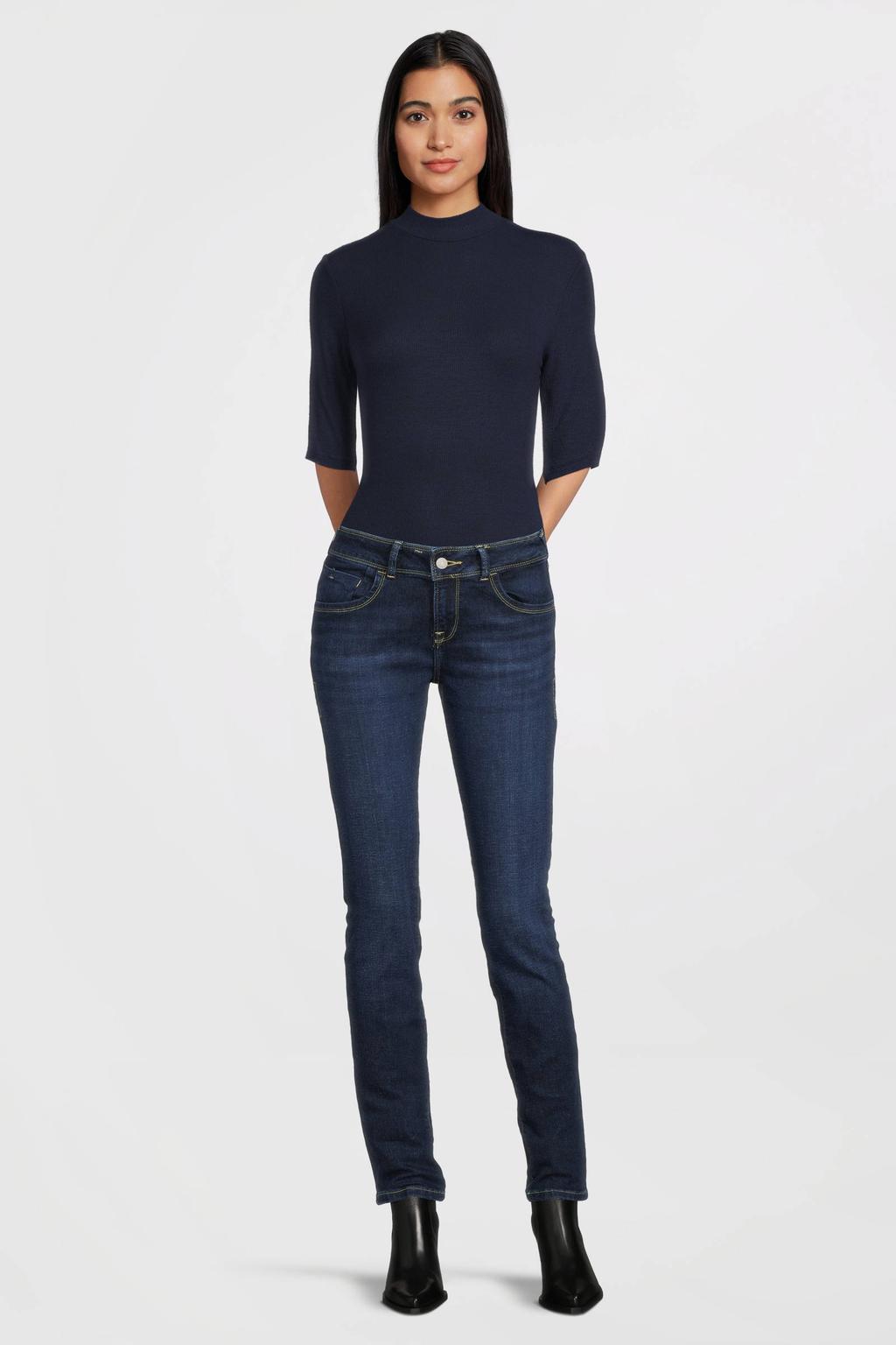 Dark blue denim dames LTB slim fit jeans van denim met regular waist en effen