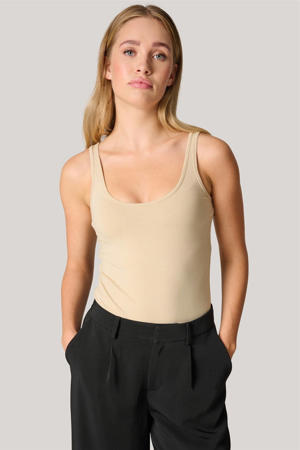 mouwloze top beige