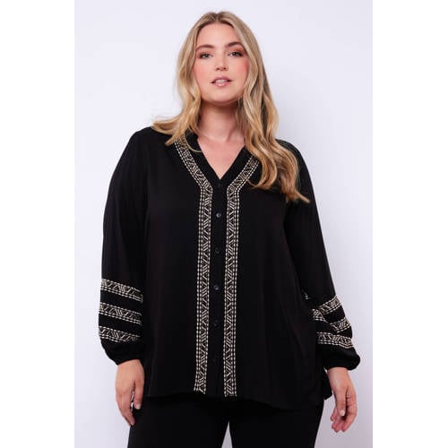 Exxcellent blouse zwart broderie afbeelding
