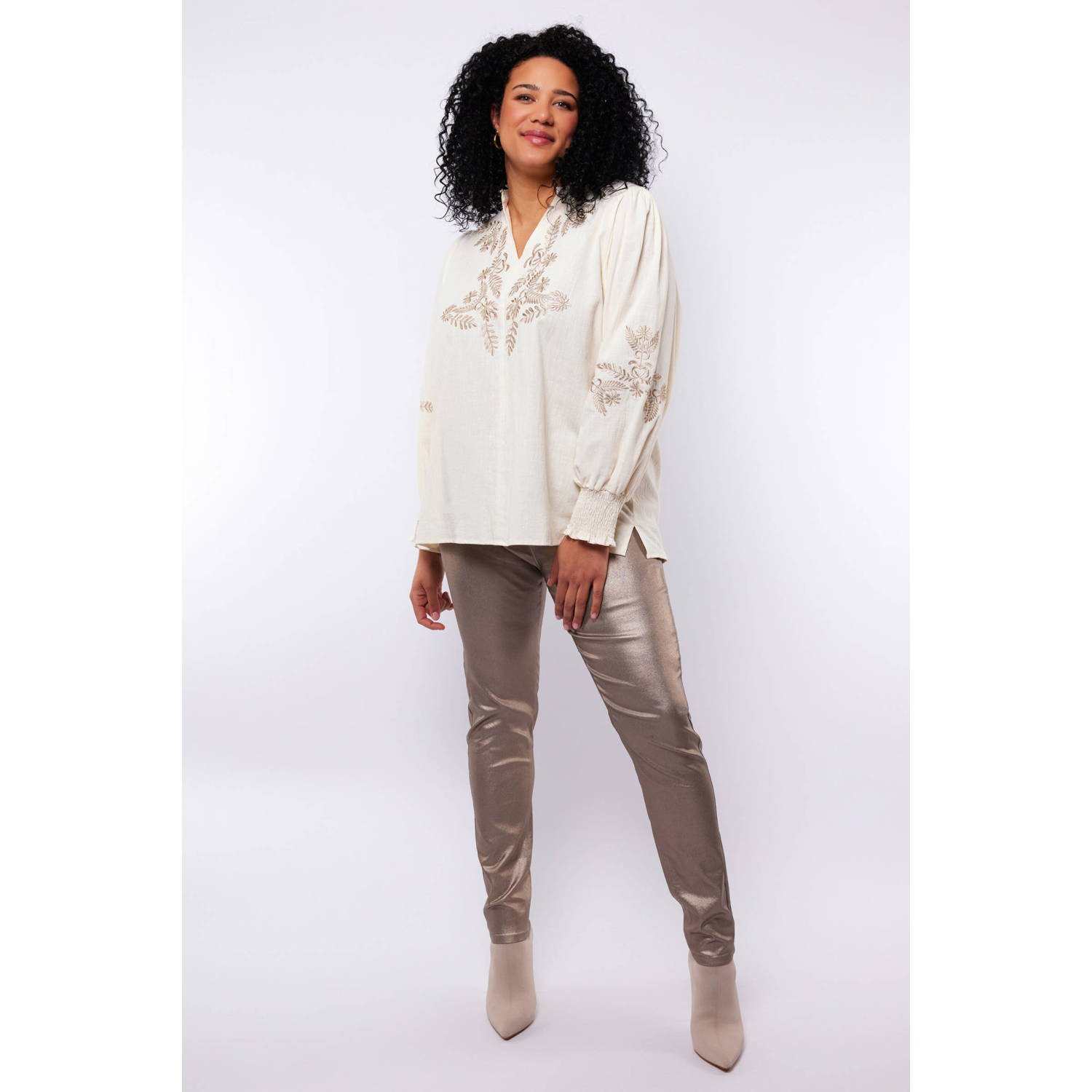 Exxcellent aansluitend regular waist broek brons
