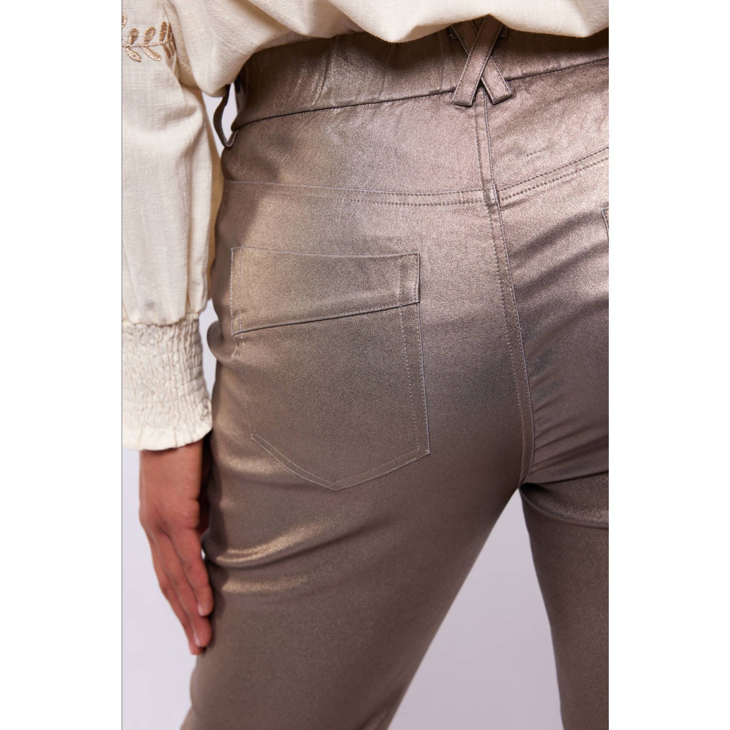 Exxcellent aansluitend regular waist broek brons