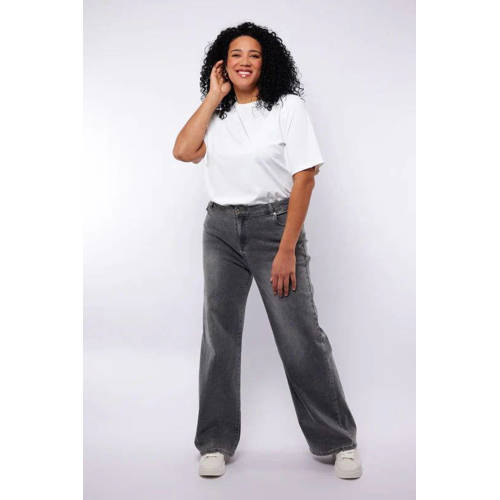 Exxcellent wide leg jeans grey denim afbeelding