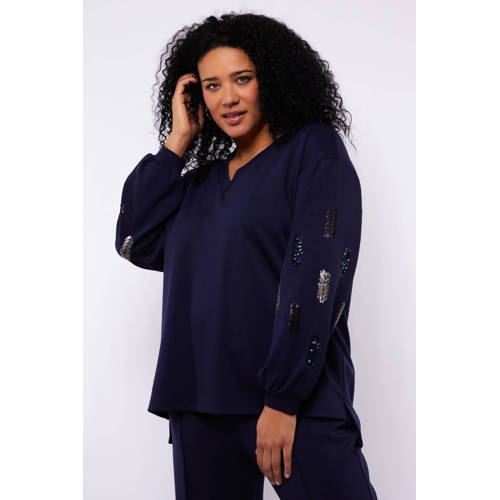 Exxcellent sweater blauw met pailletten afbeelding