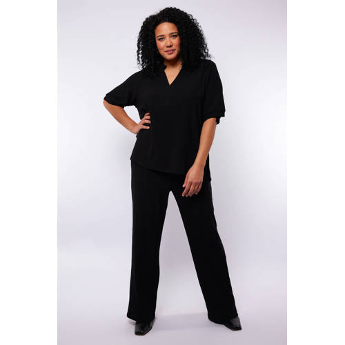Exxcellent wide leg regular waist broek zwart afbeelding