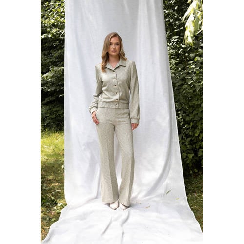 ICNK.Amsterdam straight regular waist casual broek lichtgroen afbeelding