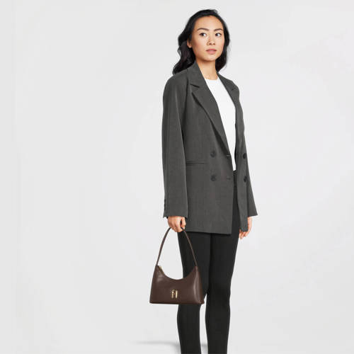 Furla leren schoudertas Diamante Mini donkerbruin afbeelding