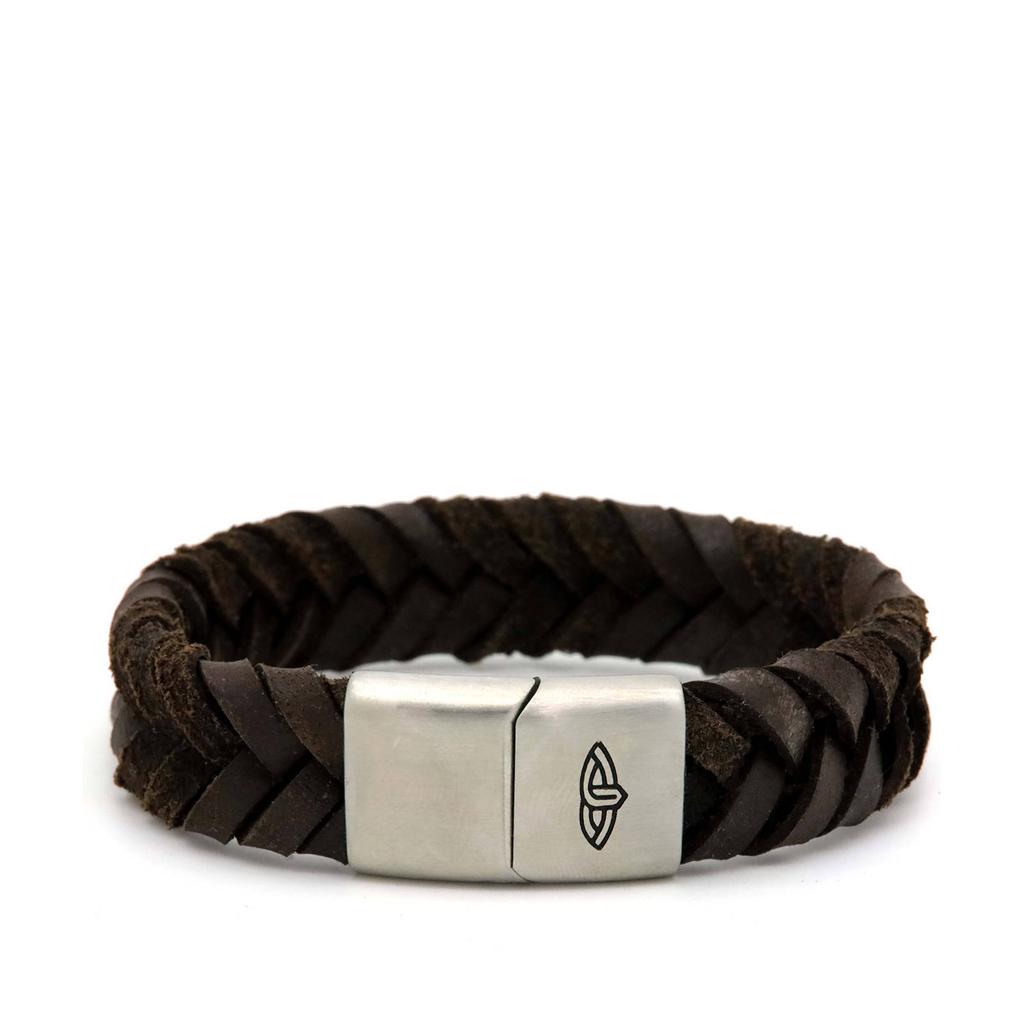KARMA Jewelry leren armband Ceasar donkerbruin
