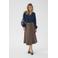 Cream imitatieleren midi rok bruin