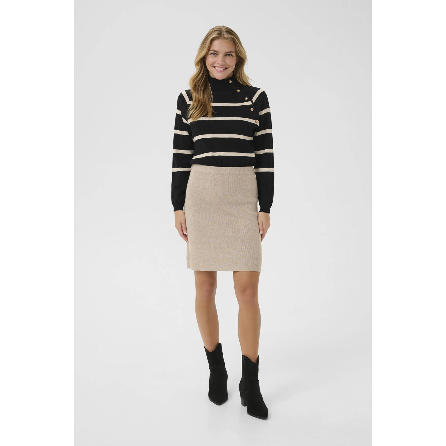 Cream midi rok crème
