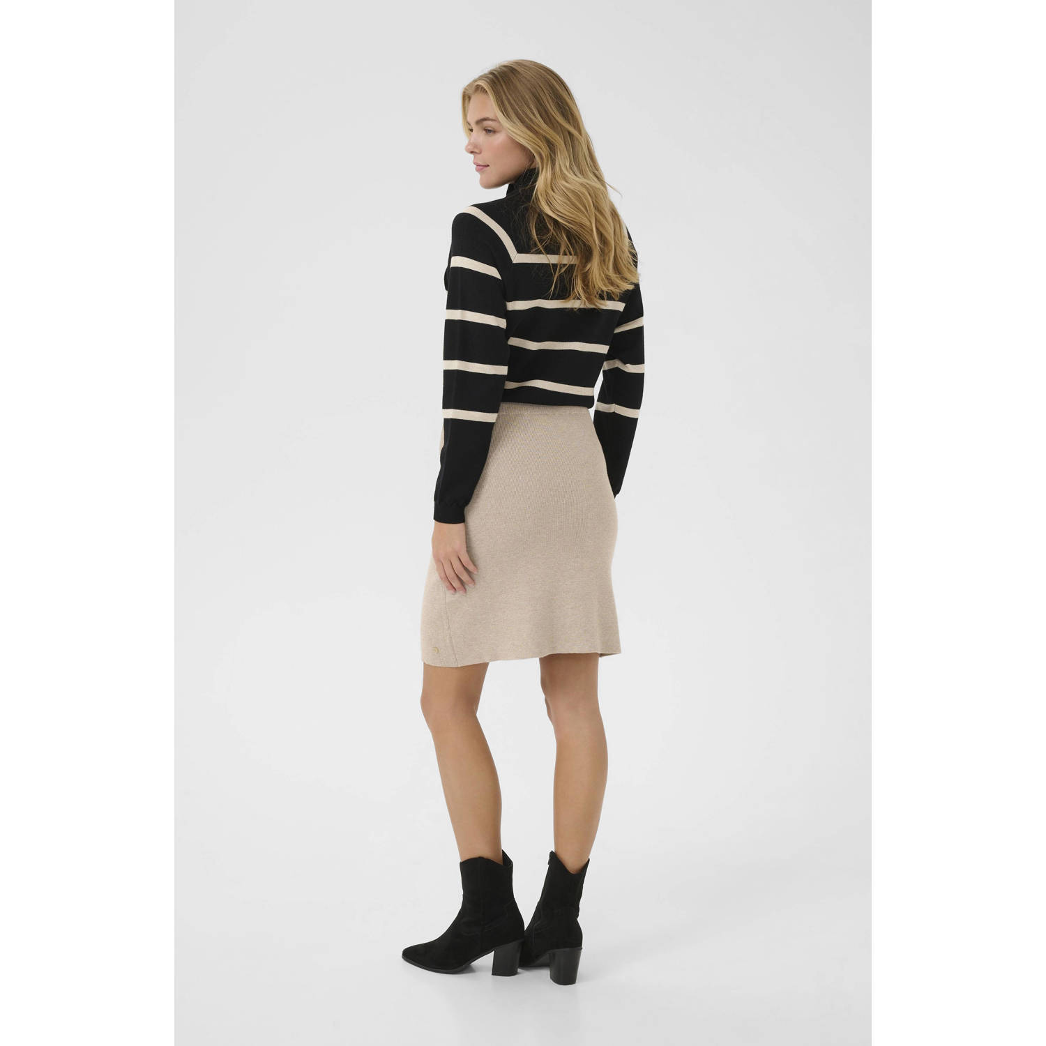 Cream midi rok crème