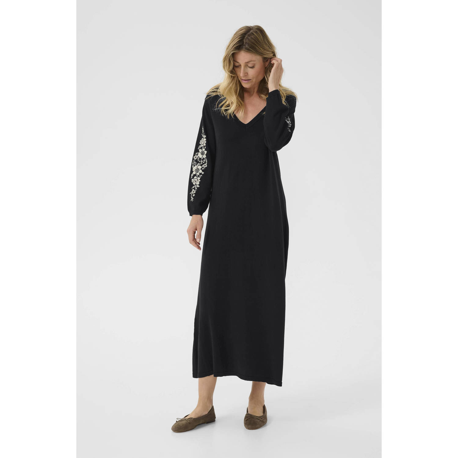 Cream maxi jurk zwart