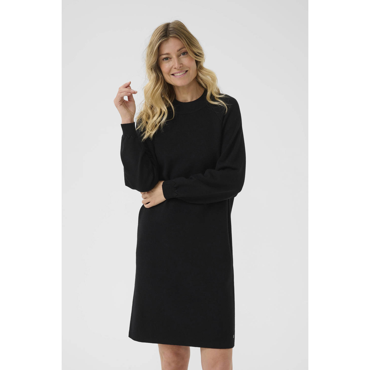 Cream midi jurk zwart